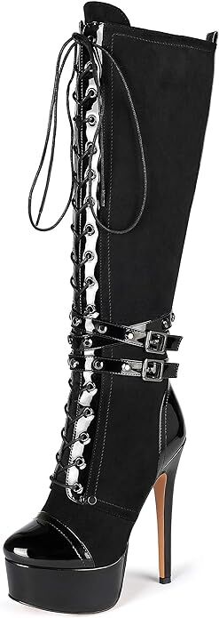 black platform stiletto boots