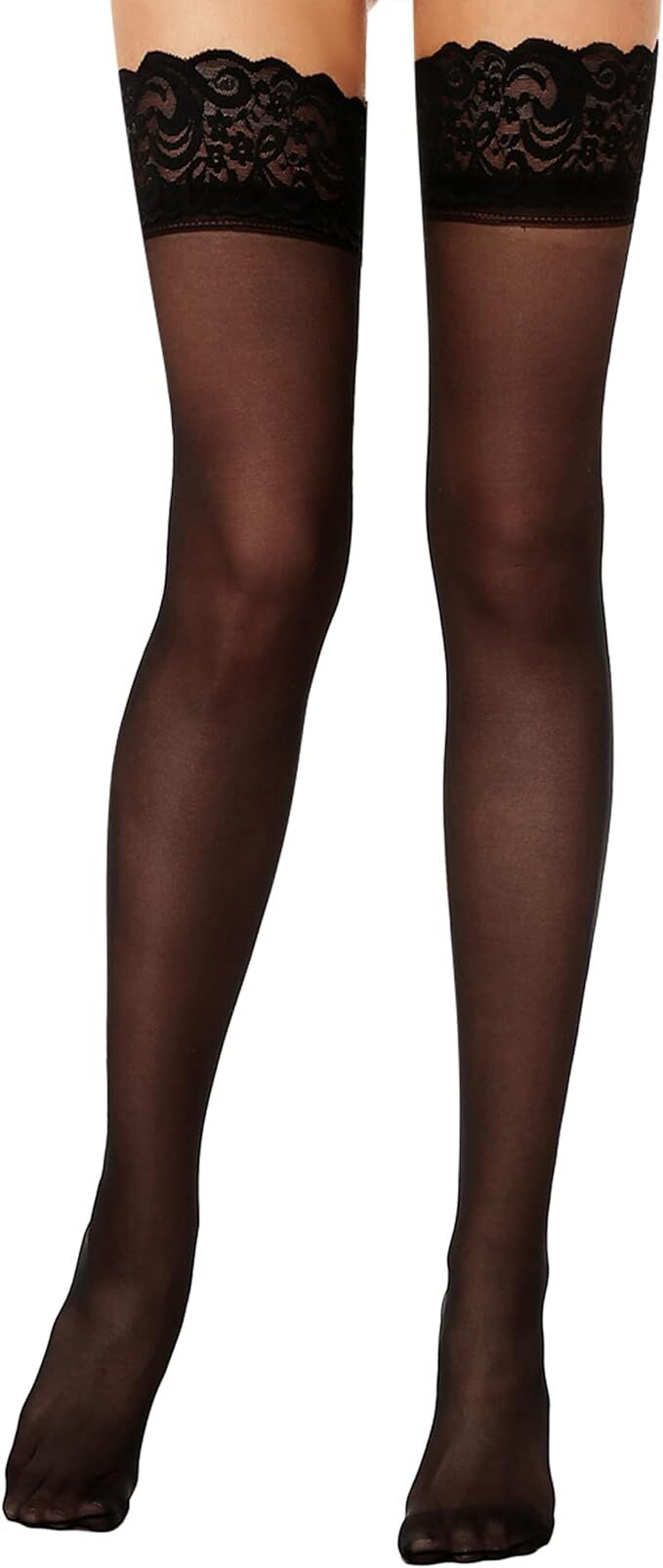 black sheery lacey thigh highs